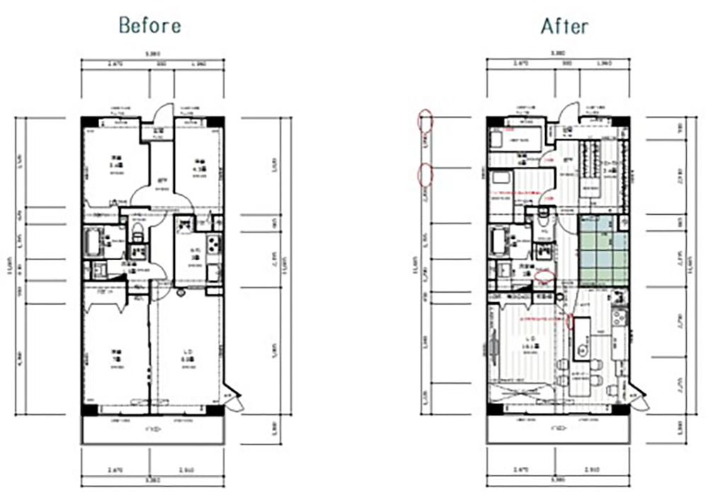 間取りのBefore図面とAfter図面
